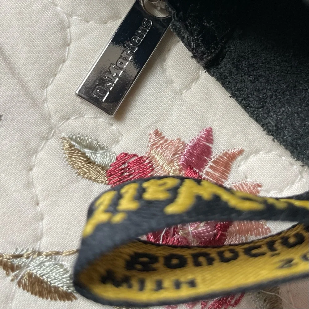 Dr. Martens Black Leather Platform Combat Boots with Yellow Accents - Picture 9 of 13